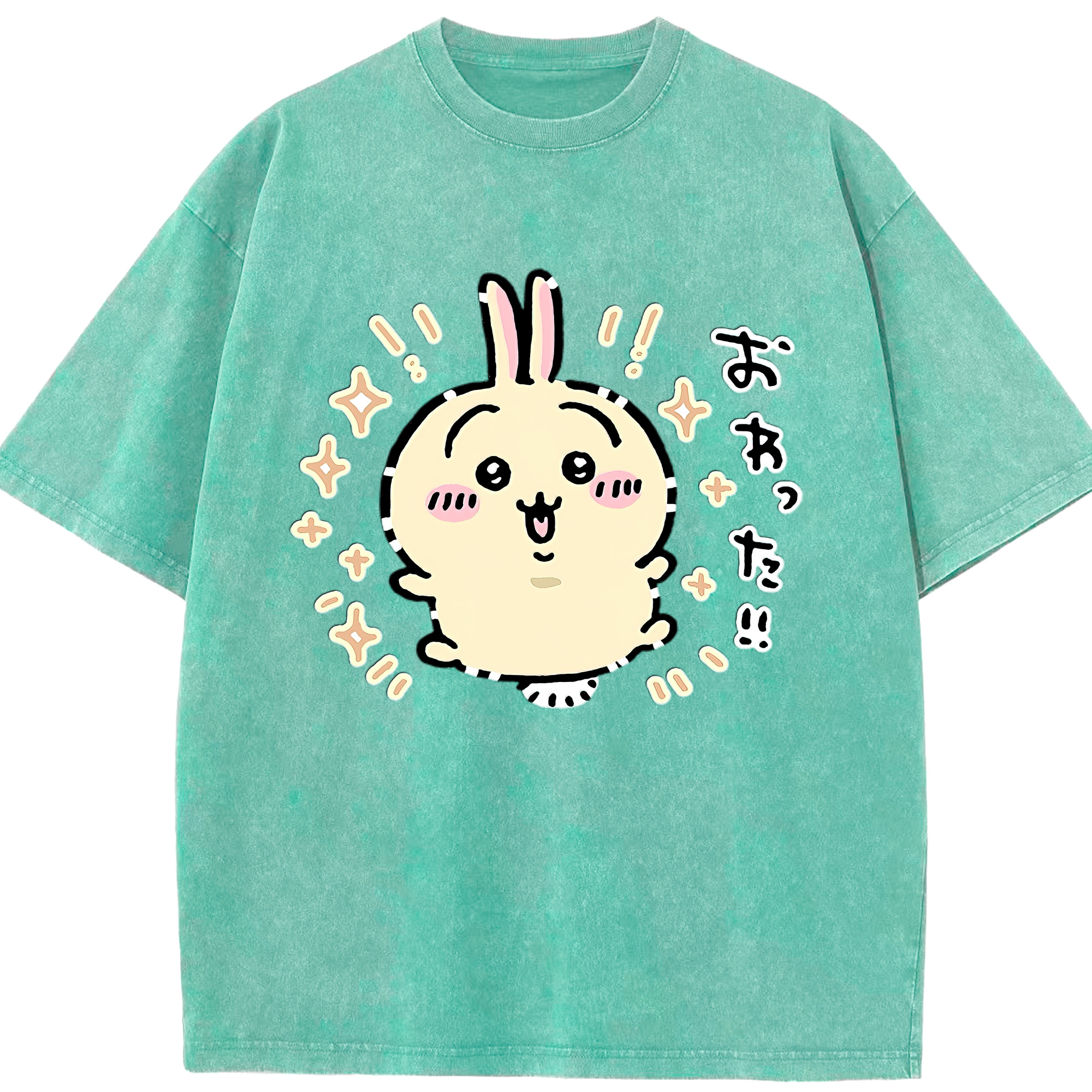 （画像用） ちいかわ うさぎ Chii-kawa usagi 綿100% ヴィンテージ風 半袖Tシャツ（フロントプリント）